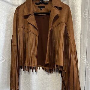 Sincerely Jules Brown Blazer with Fringe Detail